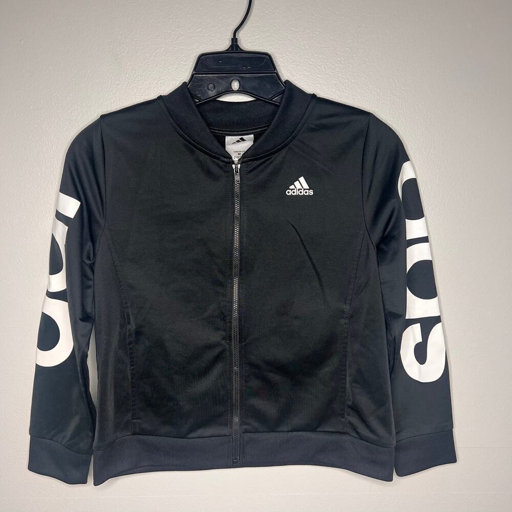 Boys Adidas‎ Full Zip Up Track Jacket Adidas on Sleeve Size Youth Medium 10/12